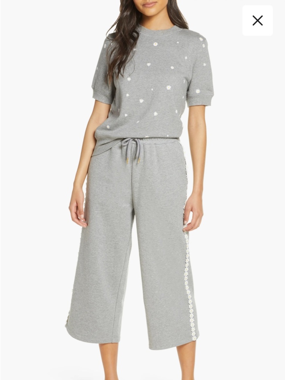 ban.do Wide Leg Daisy Crop Sweatpants